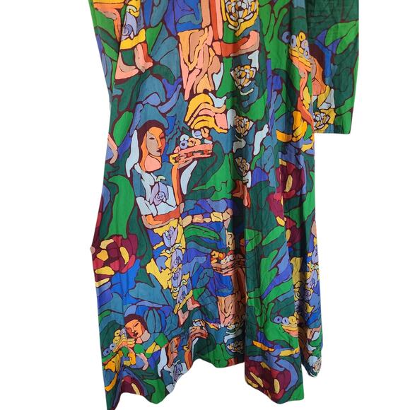 De Loreta Frida Printed Puff Shoulder Midi Dress Size XS - Picture 6 of 9